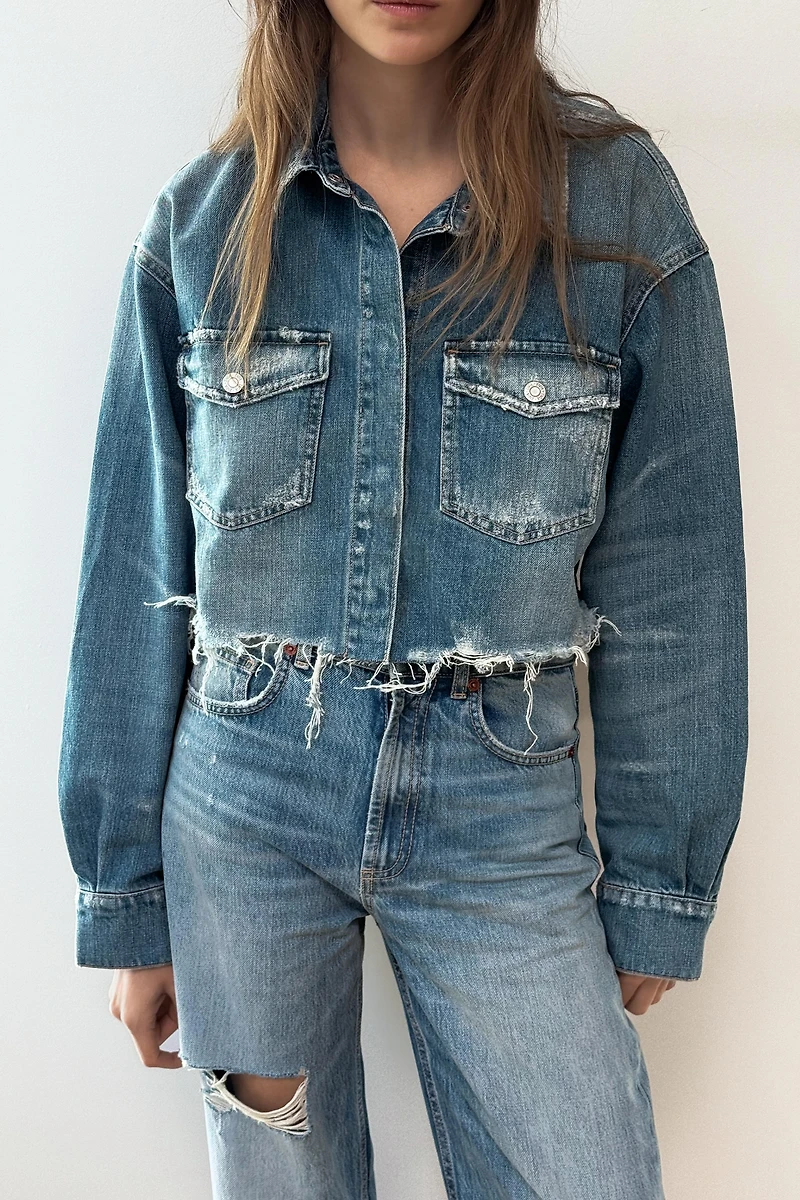 TRF CROP DENIM OVERSHIRT