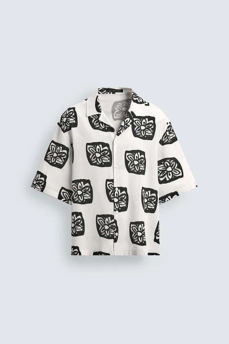CONTRAST PRINT RELAXED FIT SHIRT