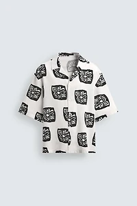 CONTRAST PRINT RELAXED FIT SHIRT