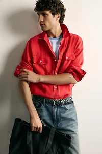 100% LINEN REGULAR FIT OVERSHIRT