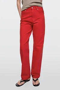 Straight-leg high-waist jeans