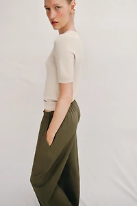 PLAIN KNIT BASIC SHORT SLEEVE TOP