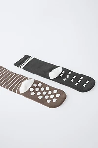 LOT DE DEUX PAIRES CHAUSSETTES ANTIDÉRAPANTES CITROUILLE ET TÊTE MORT