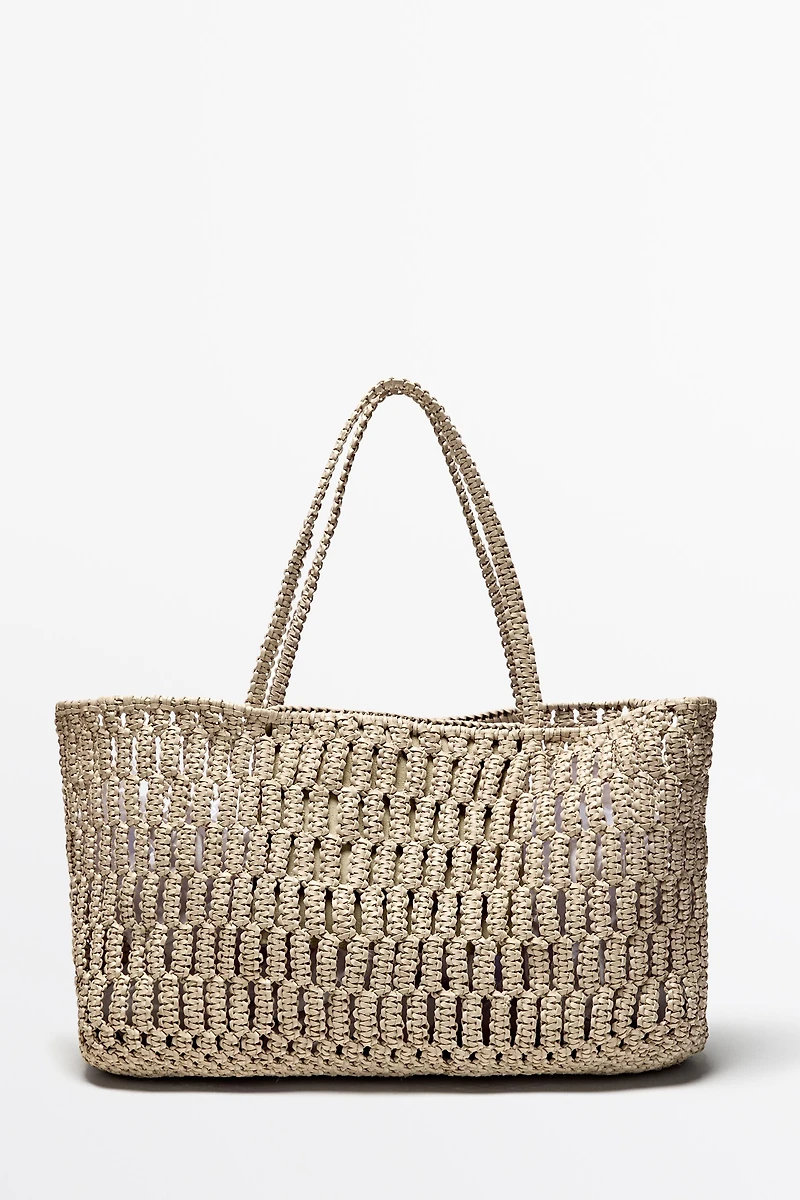 Sac shopper tressé en cuir nappa