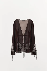 GEORGETTE LACE TIE SHIRT