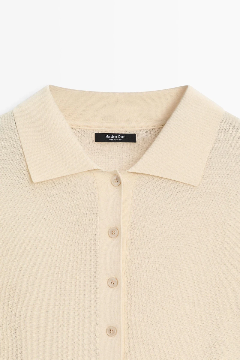 Cotton and silk blend polo sweater