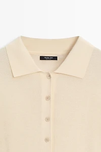 Cotton and silk blend polo sweater