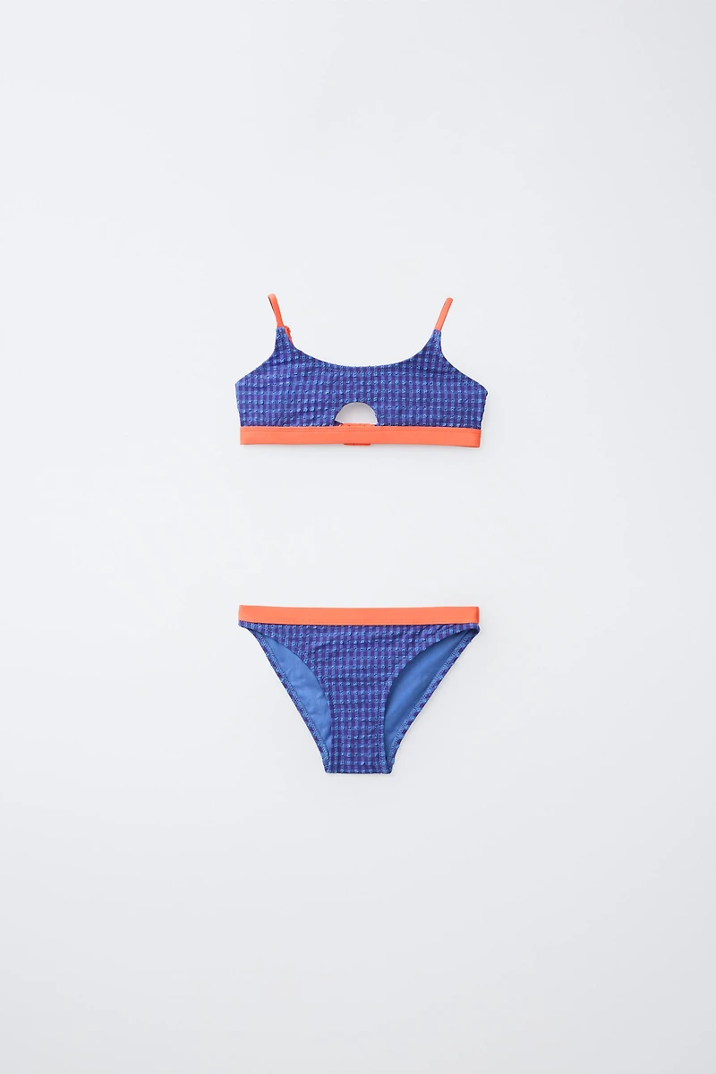 Gingham Bikini with Contrast Piping (Ages 6-14)
