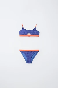 Gingham Bikini with Contrast Piping (Ages 6-14)