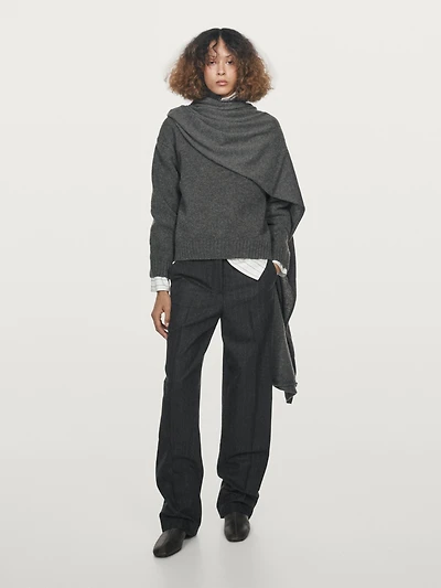 Striped wool blend trousers