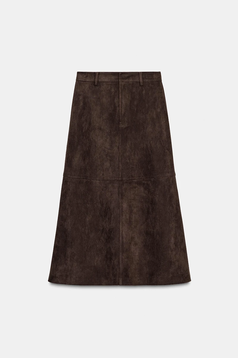 FAUX SUEDE MIDI SKIRT