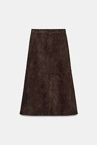 FAUX SUEDE MIDI SKIRT