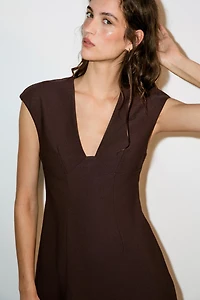 CREPE V-NECK DRESS