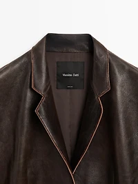 Distressed nappa leather coat