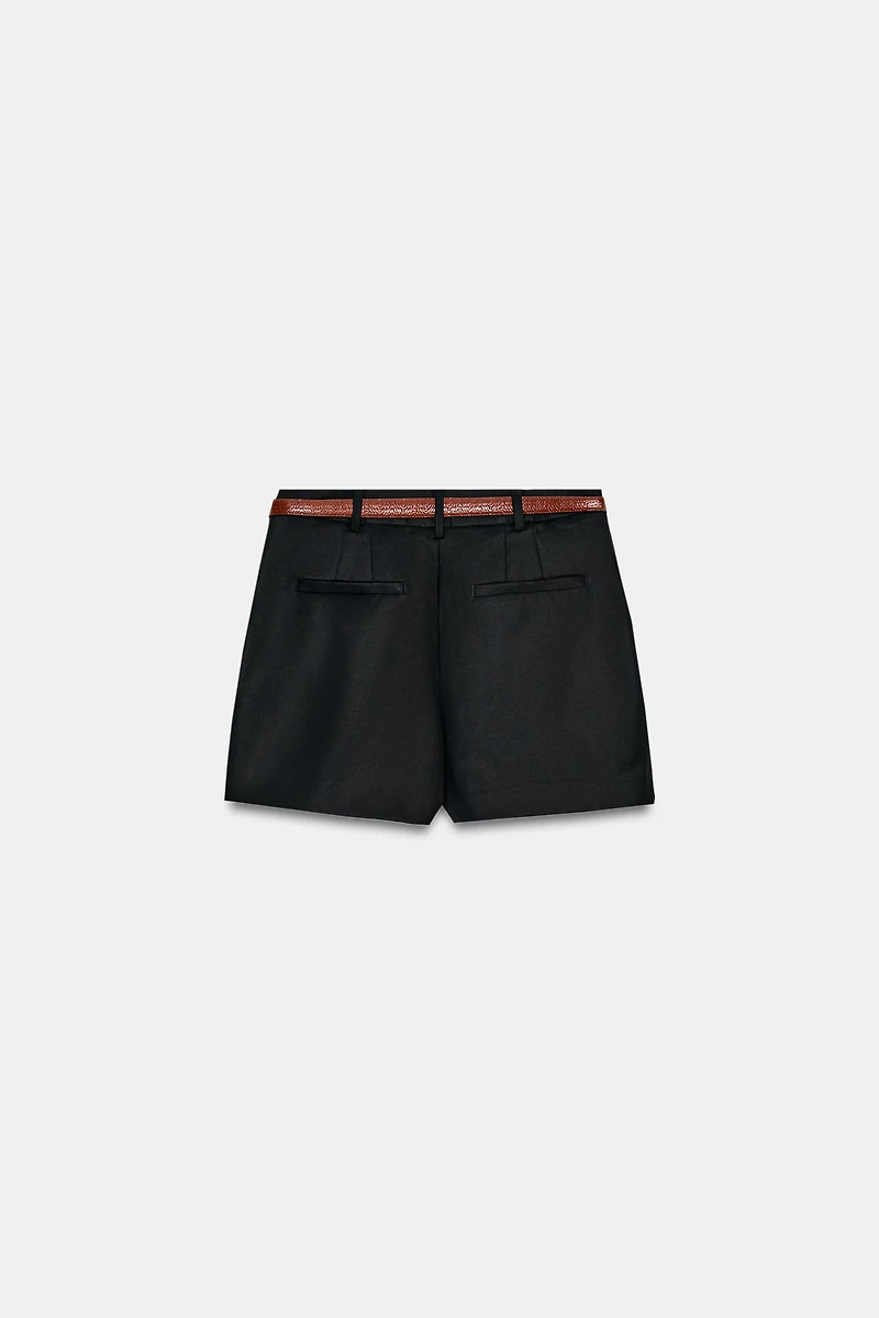 BELTED PLEATED SHORTS