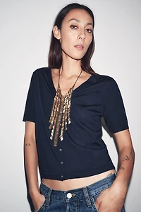 GILET MANCHES COURTES 100 % LAINE EXTRAFINE