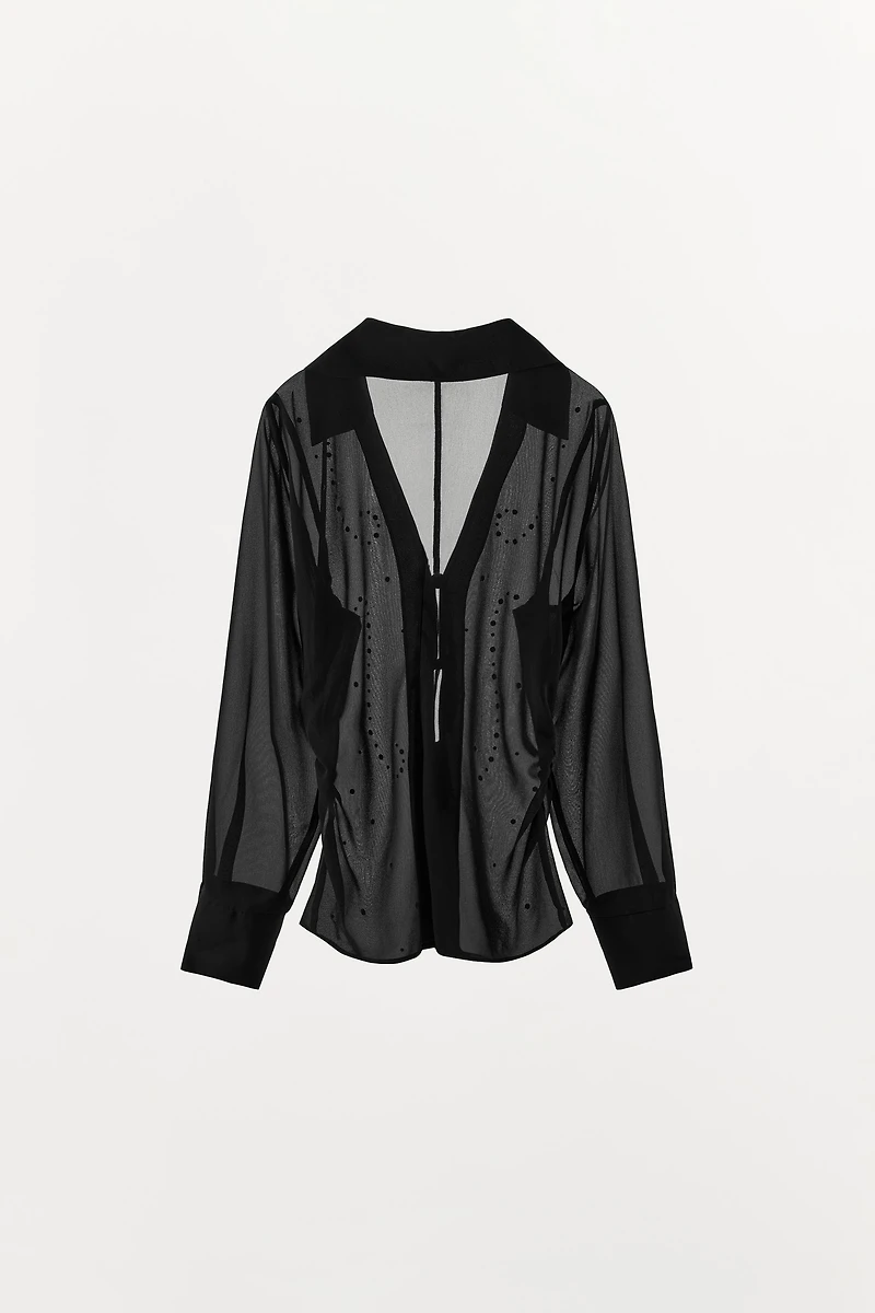 SEMI-SHEER STUDDED SHIRT
