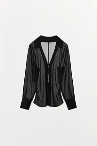 SEMI-SHEER STUDDED SHIRT