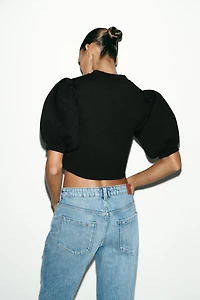 PUFF SLEEVE KNIT TOP