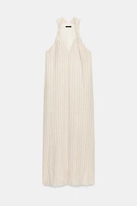 ROBE LONGUE À RAYURES ET FIL MÉTALLISÉ