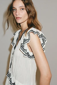 ZW COLLECTION CONTRAST EMBROIDERED TOP