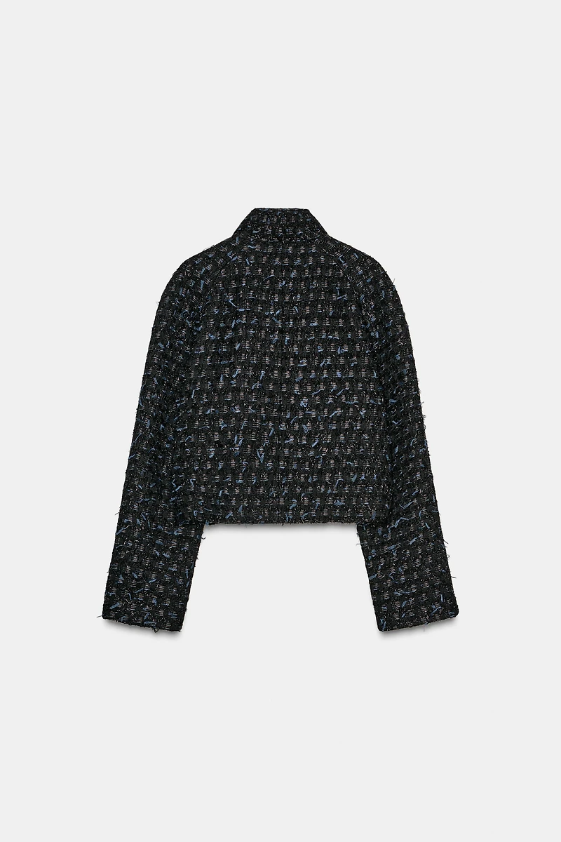 METALLIC THREAD TEXTURED WRAP JACKET