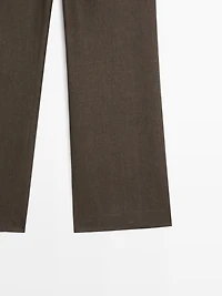 Kick flare cropped linen trousers