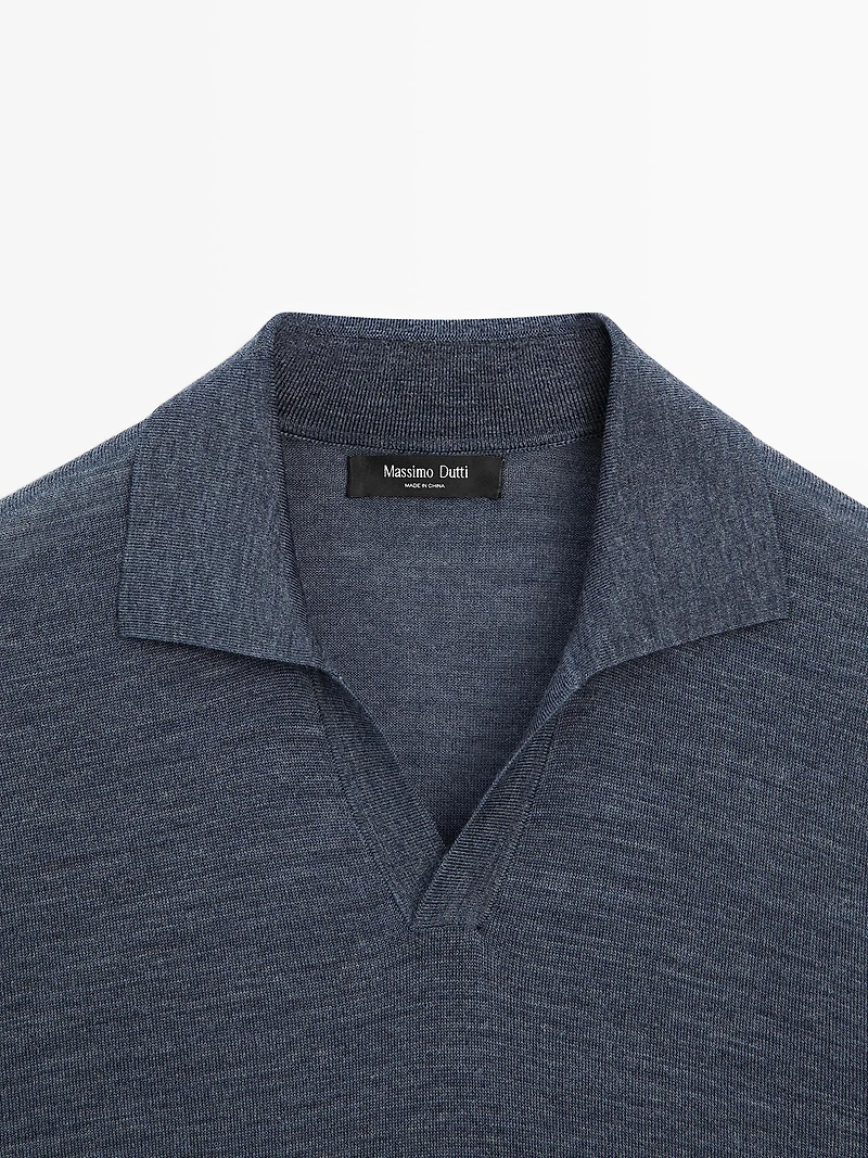 Knit V-neck polo shirt