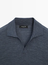 Knit V-neck polo shirt