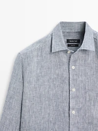 Regular fit linen shirt with pocket