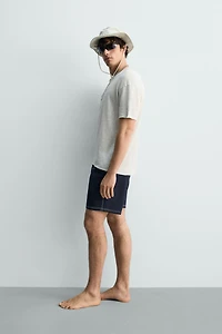 WASHED COTTON-LINEN T-SHIRT WITH TEXT