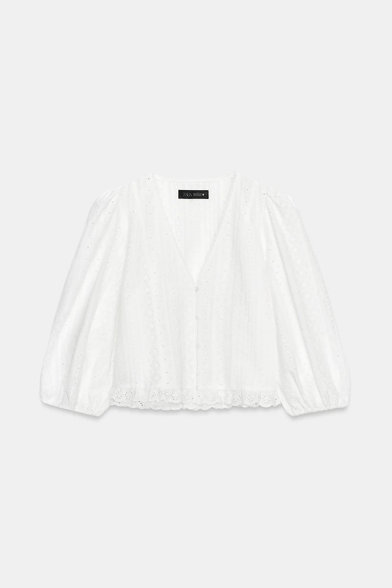EYELET EMBROIDERED BLOUSE