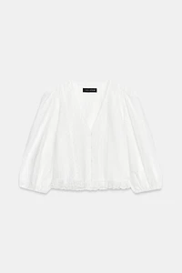 EYELET EMBROIDERED BLOUSE