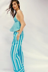 PANTALON LARGE À RAYURES