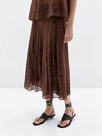 Flared floral print midi skirt