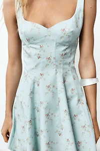 FLORAL POPLIN SHORT DRESS