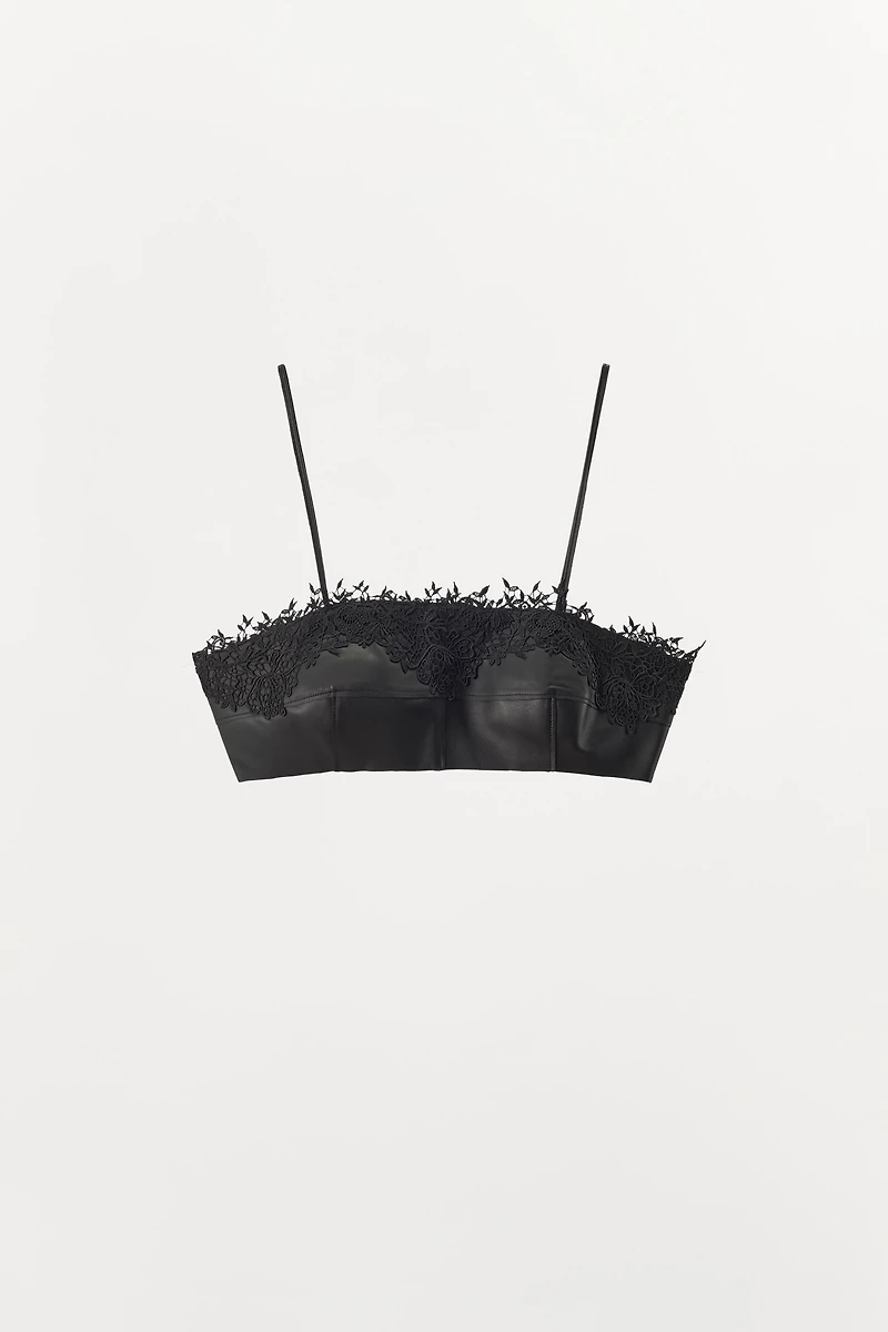 LEATHER LACE BRALETTE