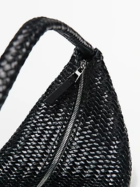 Sac demi-lune tressé cuir