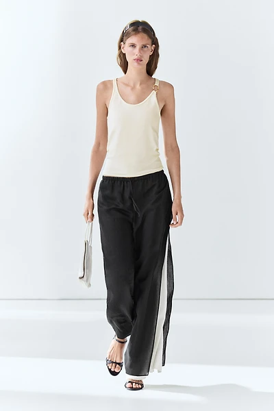 Flowing wide-leg pants with darts - co-ord