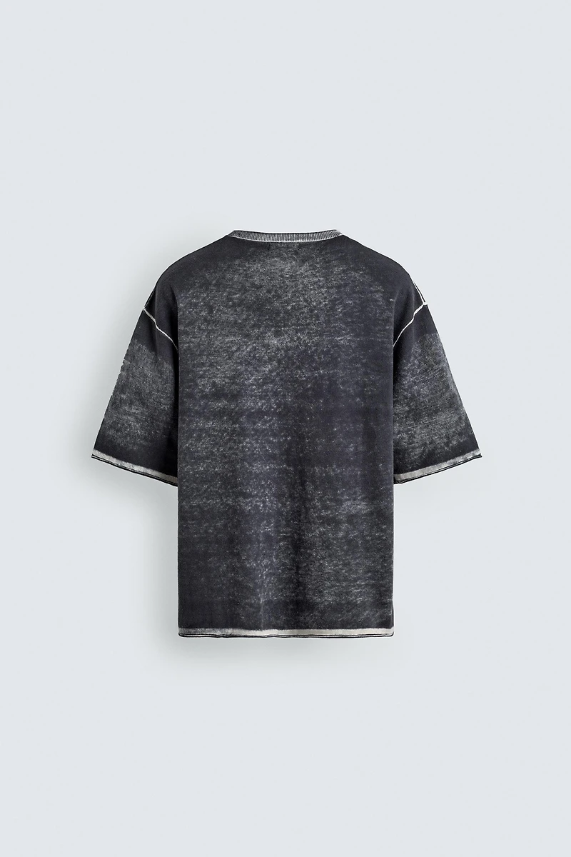 WASHED PRINT KNIT T-SHIRT