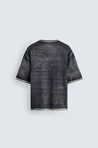 WASHED PRINT KNIT T-SHIRT