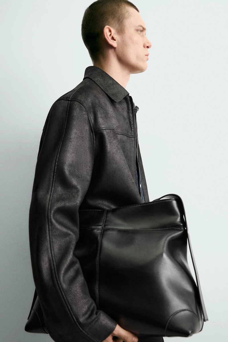 WASHED FAUX LEATHER JACKET
