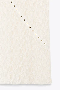 JUPE MIDI DENTELLE CLOUS