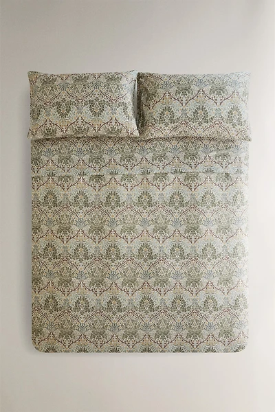 MORRIS & CO. SATEEN COTTON LEAVES DUVET COVER