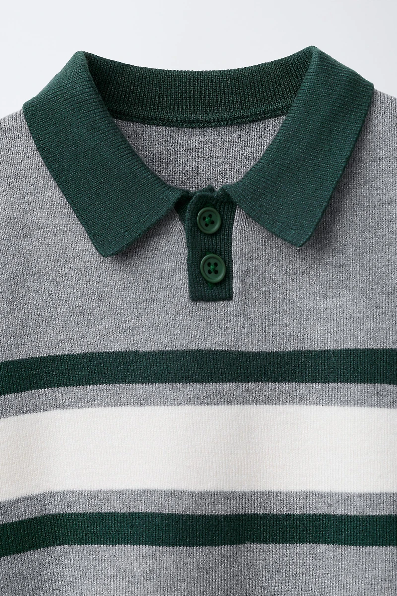 STRIPED KNIT POLO SHIRT