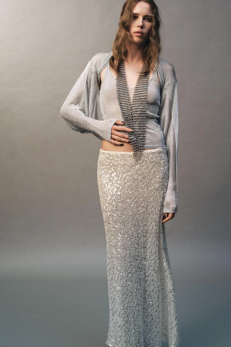 JUPE MI-LONGUE SEQUINS