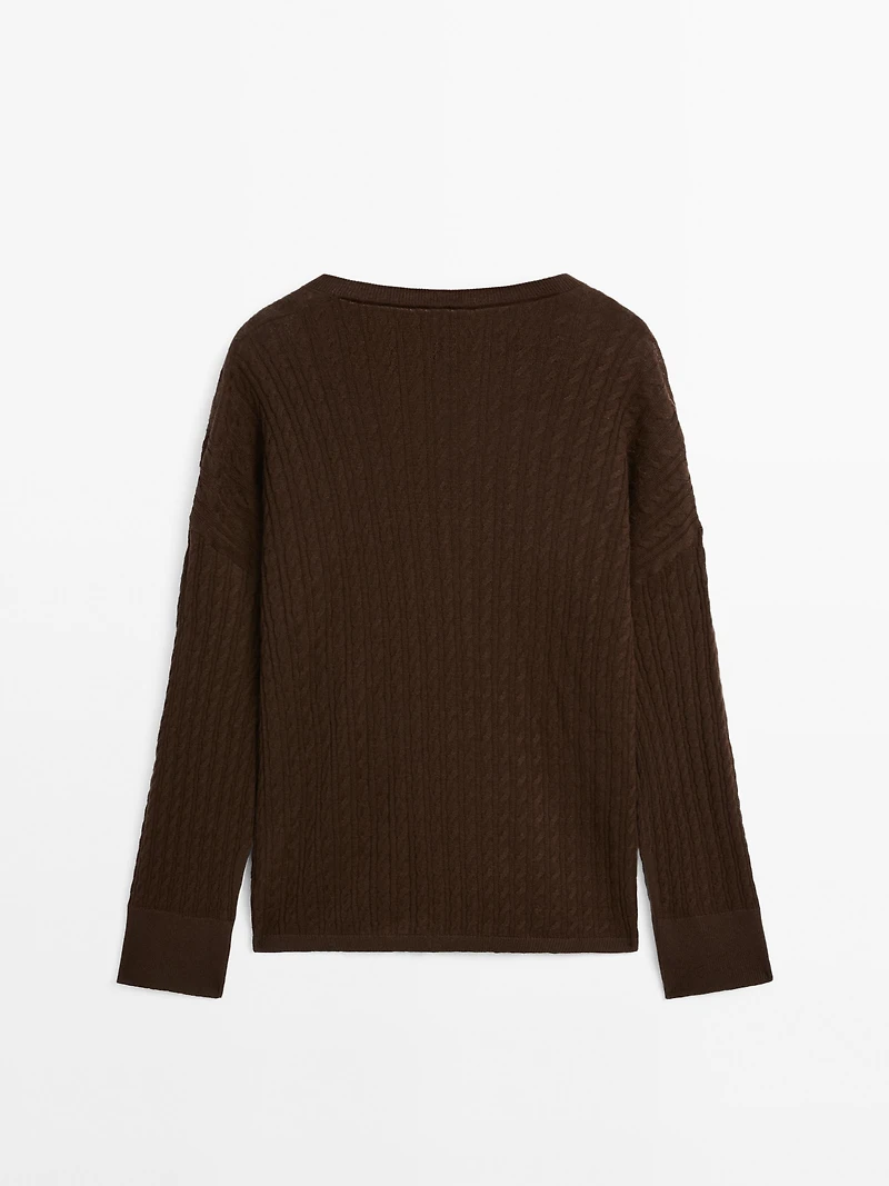V-neck cable-knit sweater