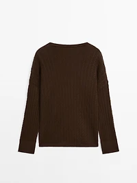 V-neck cable-knit sweater