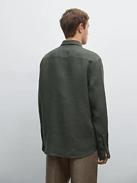 Regular fit faded linen shirt