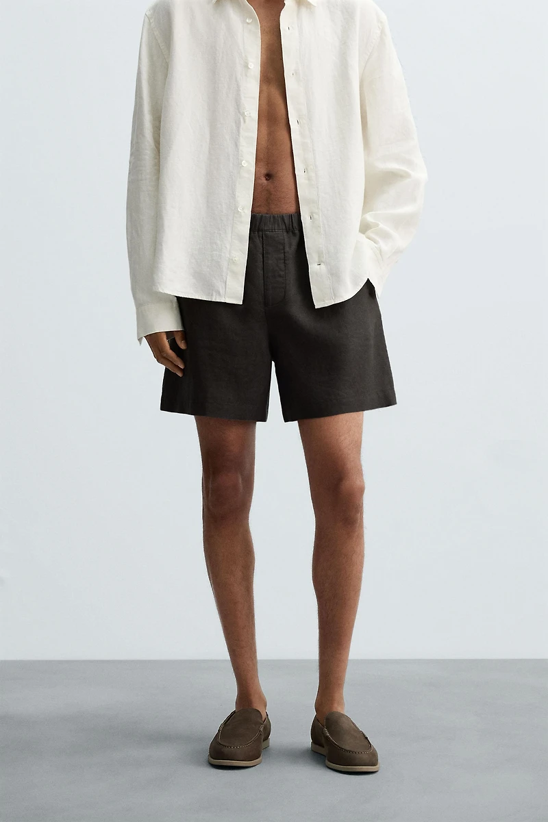 100% LINEN BERMUDA SHORTS